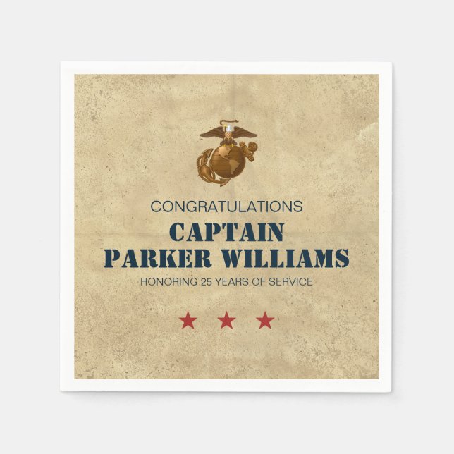 US Marines Corps Retirement Party Napkins (Front)