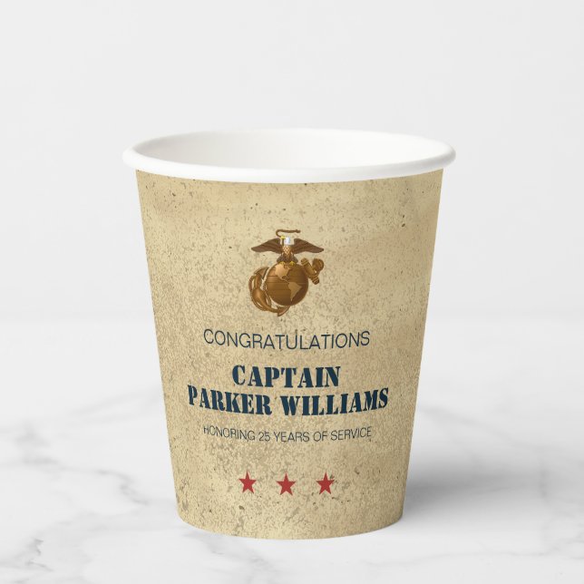 US Marines Corps Retirement Party Paper Cups (Front)