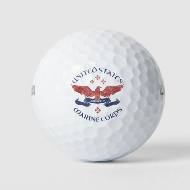 US MARINES Eagle RWB Patriotic Semper Fi Golf Balls (Front)