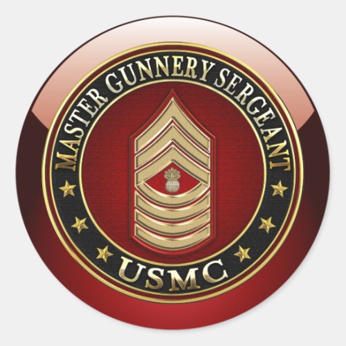 US Marines Master Gunnery Sergeant USMC MGySgt Classic Round Sticker