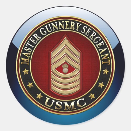 US Marines Master Gunnery Sergeant USMC MGySgt Classic Round Sticker