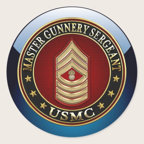 US Marines: Master Gunnery Sergeant (USMC MGySgt) Classic Round Sticker