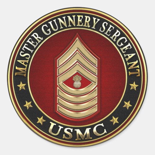 US Marines Master Gunnery Sergeant USMC MGySgt Classic Round Sticker