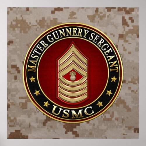 US Marines Master Gunnery Sergeant USMC MGySgt Poster