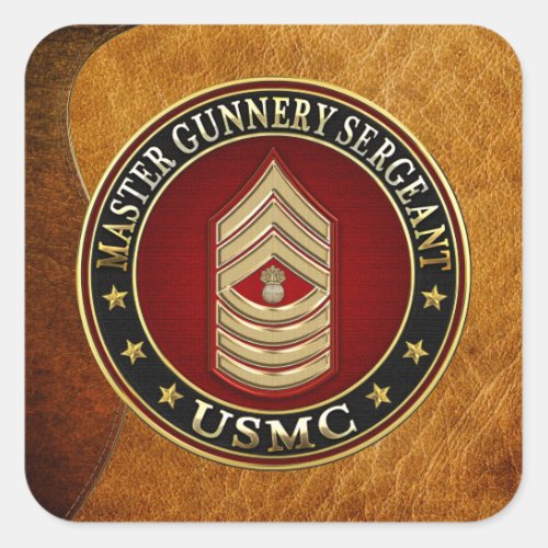 US Marines Master Gunnery Sergeant USMC MGySgt Square Sticker