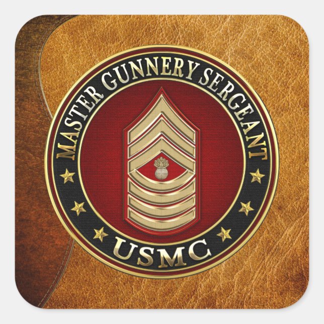 US Marines: Master Gunnery Sergeant (USMC MGySgt) Square Sticker (Front)
