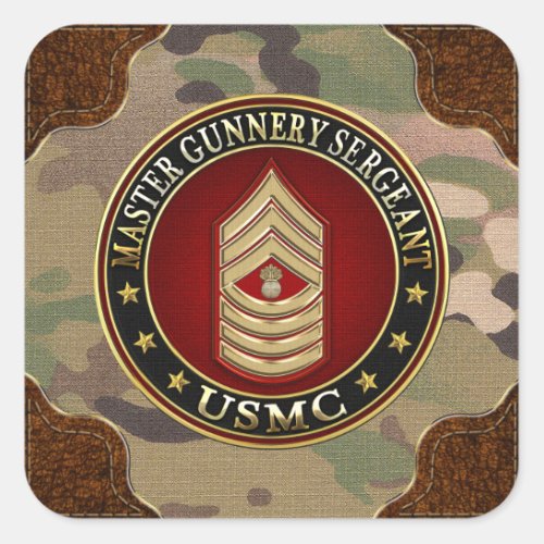 US Marines Master Gunnery Sergeant USMC MGySgt Square Sticker