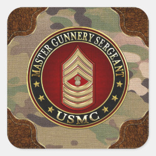 US Marines: Master Gunnery Sergeant (USMC MGySgt) Square Sticker