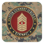 US Marines: Master Gunnery Sergeant (USMC MGySgt) Square Sticker