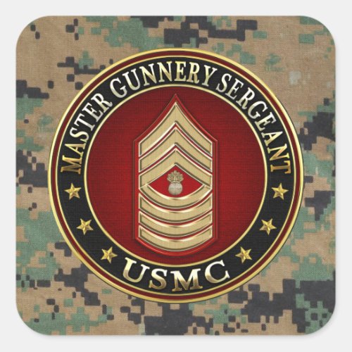 US Marines Master Gunnery Sergeant USMC MGySgt Square Sticker
