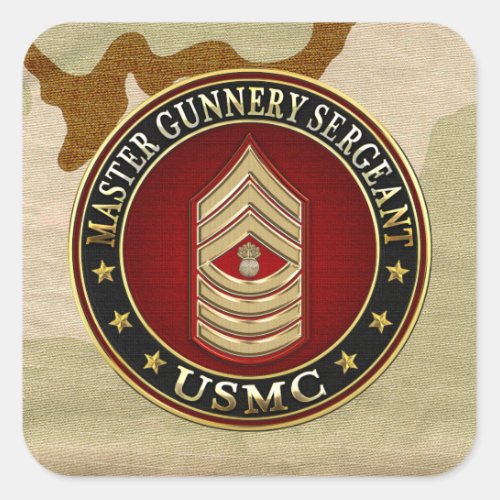 US Marines Master Gunnery Sergeant USMC MGySgt Square Sticker