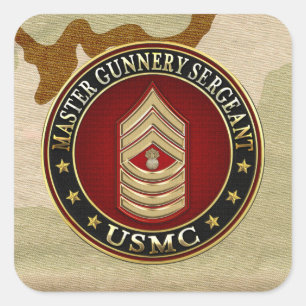 US Marines: Master Gunnery Sergeant (USMC MGySgt) Square Sticker
