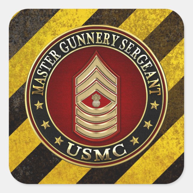 US Marines: Master Gunnery Sergeant (USMC MGySgt) Square Sticker (Front)