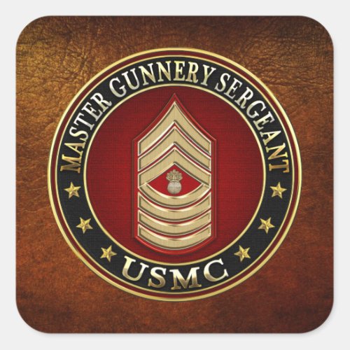 US Marines Master Gunnery Sergeant USMC MGySgt Square Sticker