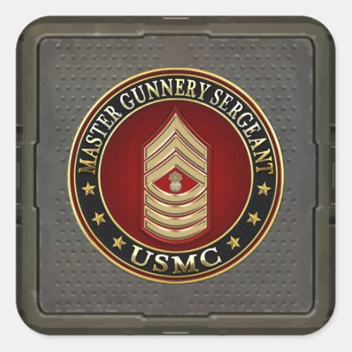 US Marines Master Gunnery Sergeant USMC MGySgt Square Sticker