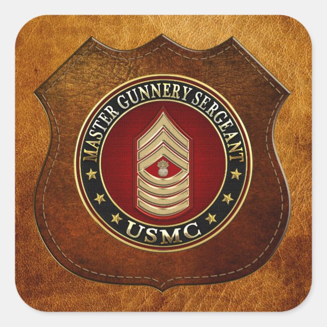US Marines: Master Gunnery Sergeant (USMC MGySgt) Square Sticker (Front)