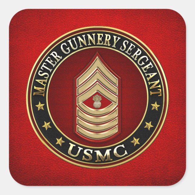 US Marines: Master Gunnery Sergeant (USMC MGySgt) Square Sticker (Front)