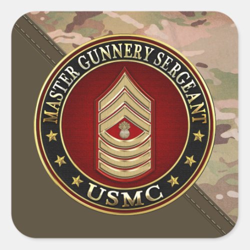 US Marines Master Gunnery Sergeant USMC MGySgt Square Sticker