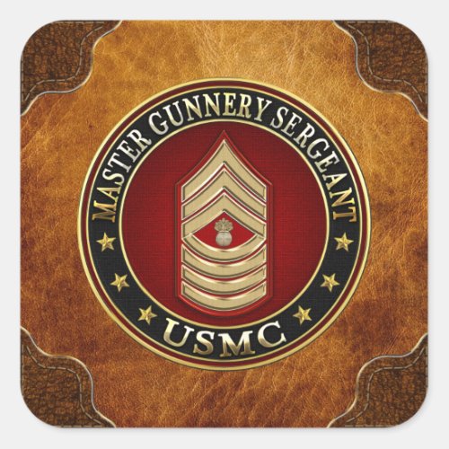 US Marines Master Gunnery Sergeant USMC MGySgt Square Sticker