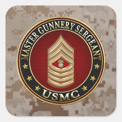 US Marines Master Gunnery Sergeant USMC MGySgt Square Sticker