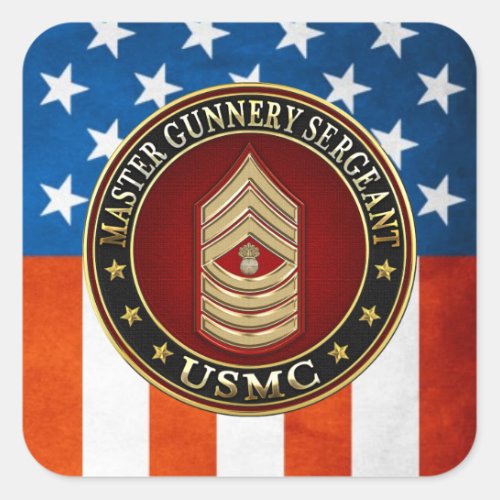 US Marines Master Gunnery Sergeant USMC MGySgt Square Sticker