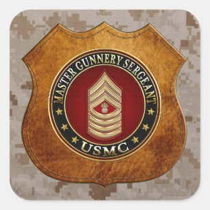 US Marines: Master Gunnery Sergeant (USMC MGySgt) Square Sticker