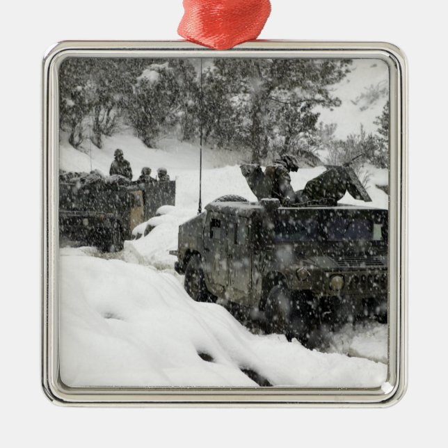 US Marines patrol in Khowst-Gardez Pass Metal Ornament (Front)