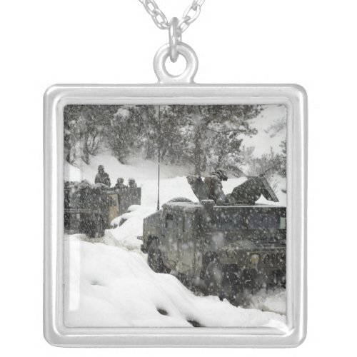 US Marines patrol in Khowst_Gardez Pass Silver Plated Necklace