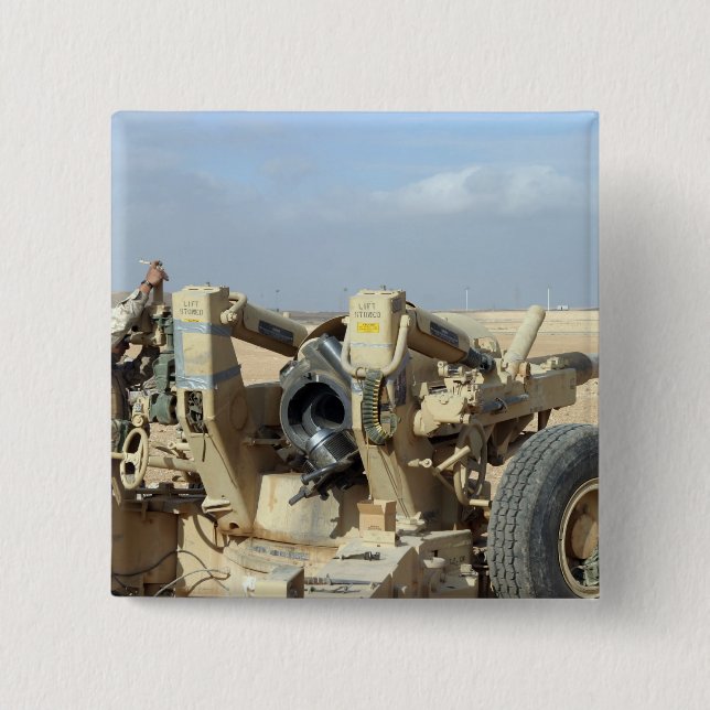 US Marines prepare to fire a howitzer 2 Button (Front)