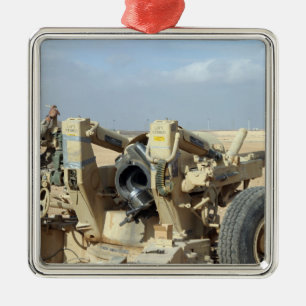 US Marines prepare to fire a howitzer 2 Metal Ornament