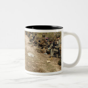 US Marines provide security as a UH-1N Two-Tone Coffee Mug