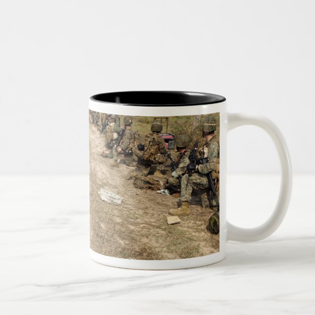 US Marines provide security as a UH-1N Two-Tone Coffee Mug (Right)