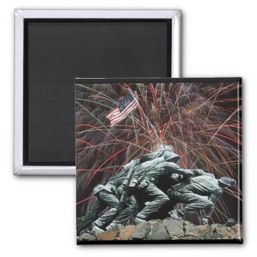 US Marines War Memorial Iwo Jima Fireworks Magnet