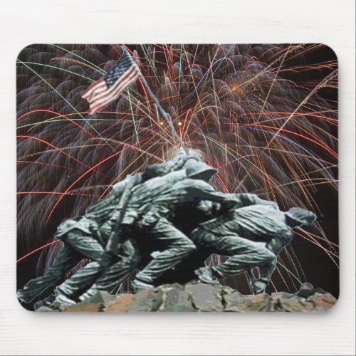 US Marines War Memorial Iwo Jima Fireworks Mouse Pad
