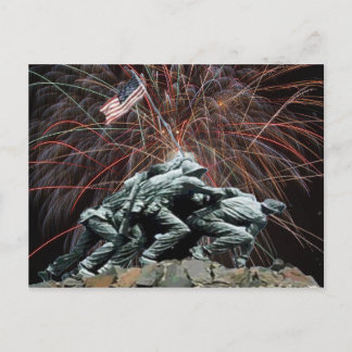 US Marines War Memorial Iwo Jima Fireworks Postcard