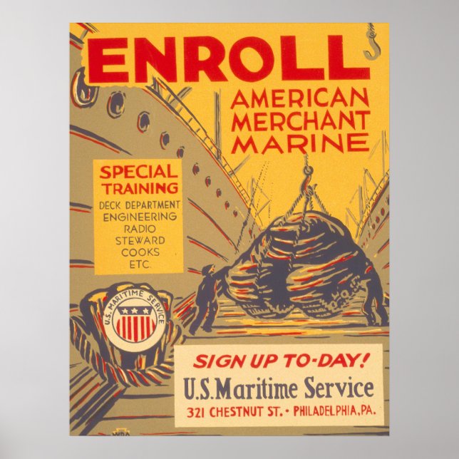 US Maritime Service Poster (Front)