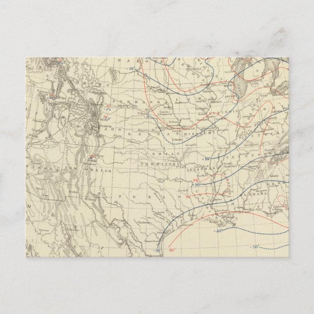 US Mean Temperature Postcard (Front)