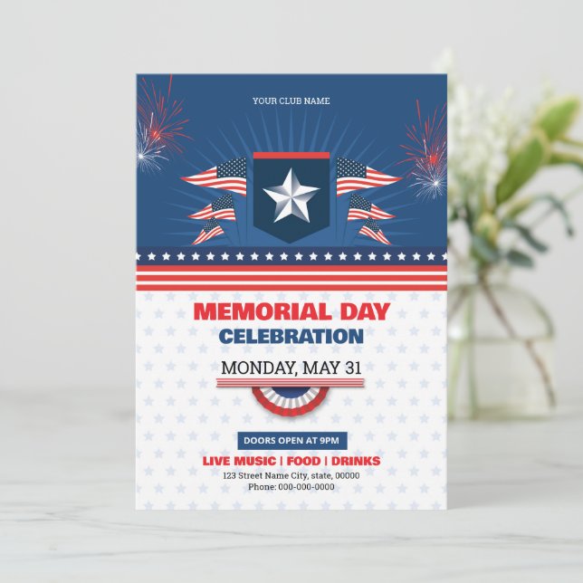 Us Memorial Day Party Flyer Template (Standing Front)
