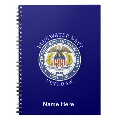 US Merchant Marine Academy Blue Water Veteran Notebook