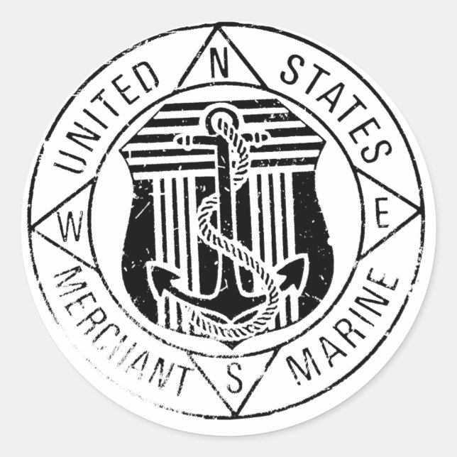 US Merchant Marines by: David Lee Classic Round Sticker (Front)