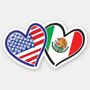 US Mexico Hearts Sticker