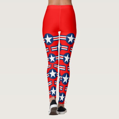 US MILITARY AIRCRAFT RED ROUNDEL LEGGINGS