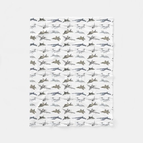 US Military Airplanes Fleece Blanket