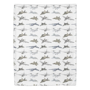US Military Airplanes Pattern Duvet Cover