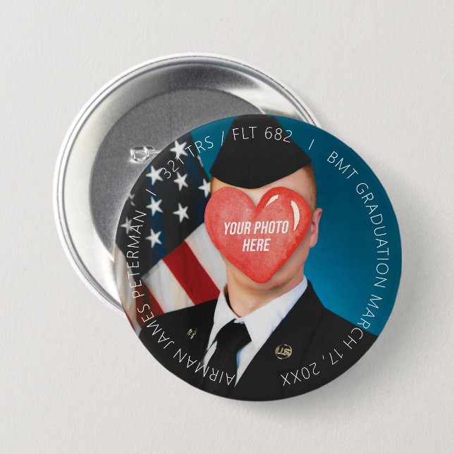 US Military Basic Training Boot Camp Graduation 3" Button (Front & Back)