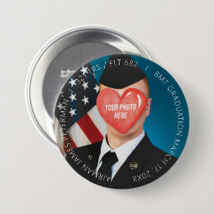 US Military Basic Training Boot Camp Graduation 3" Button