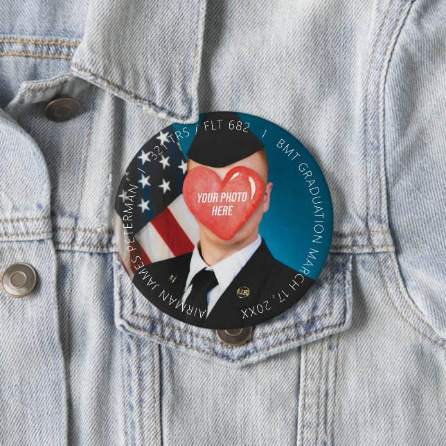 US Military Basic Training Boot Camp Graduation 4" Button (In Situ)