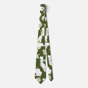 US Military Camouflage Green Camo Seamless Pattern Neck Tie