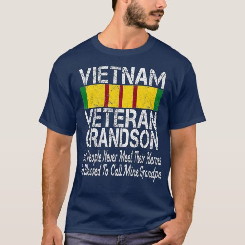 US Military Family Vietnam Veteran Grandson Gift T_Shirt