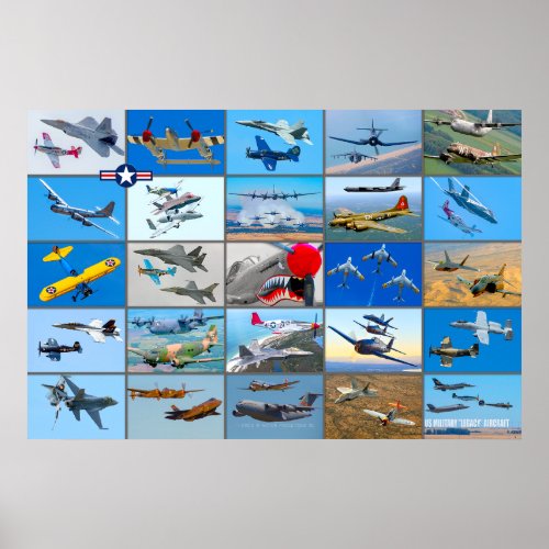 US MILITARY LEGACY AIRCRAFT MONTAGE POSTER